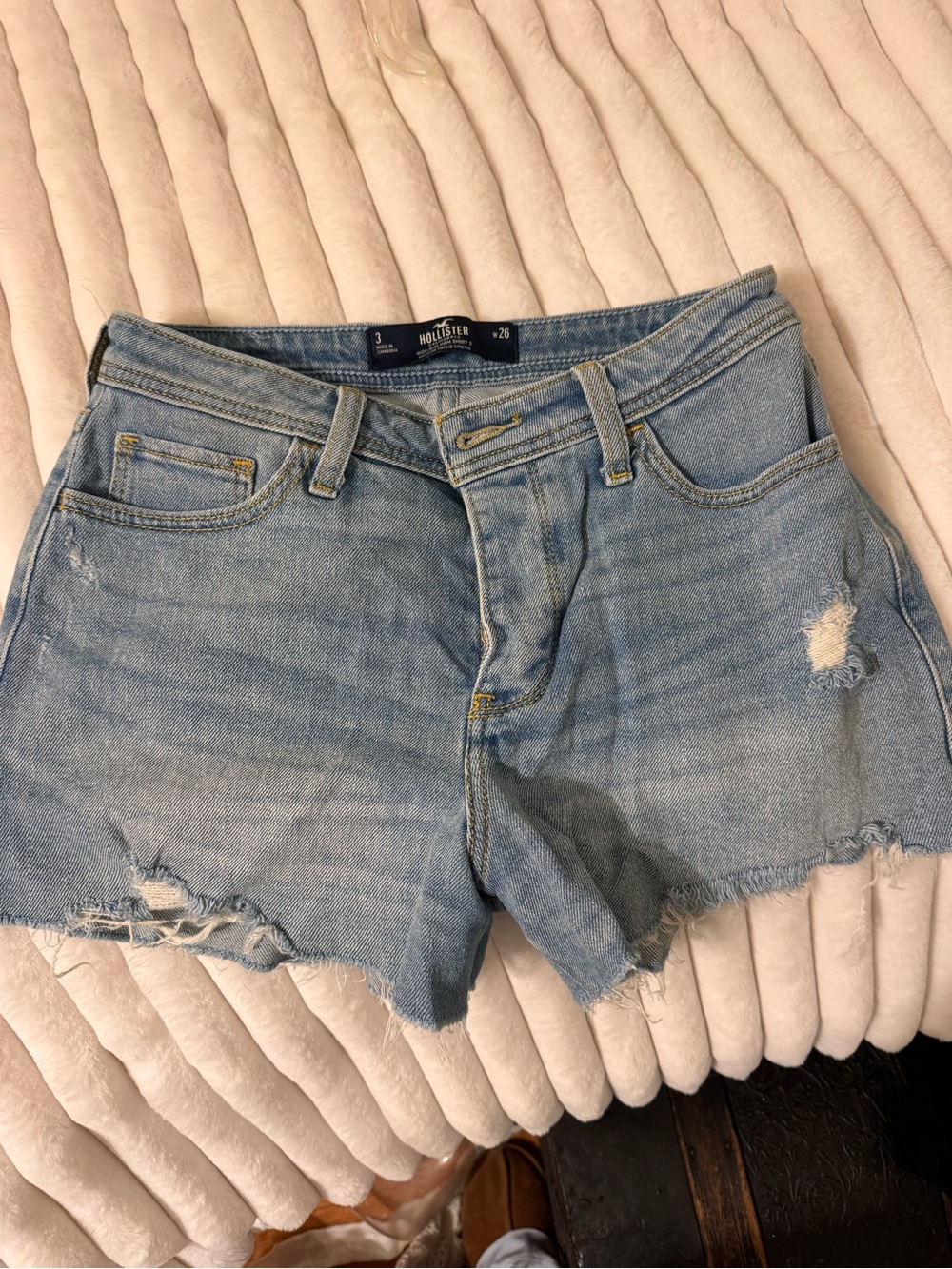 Hollister Light Wash Distressed Denim Cutoff Shorts